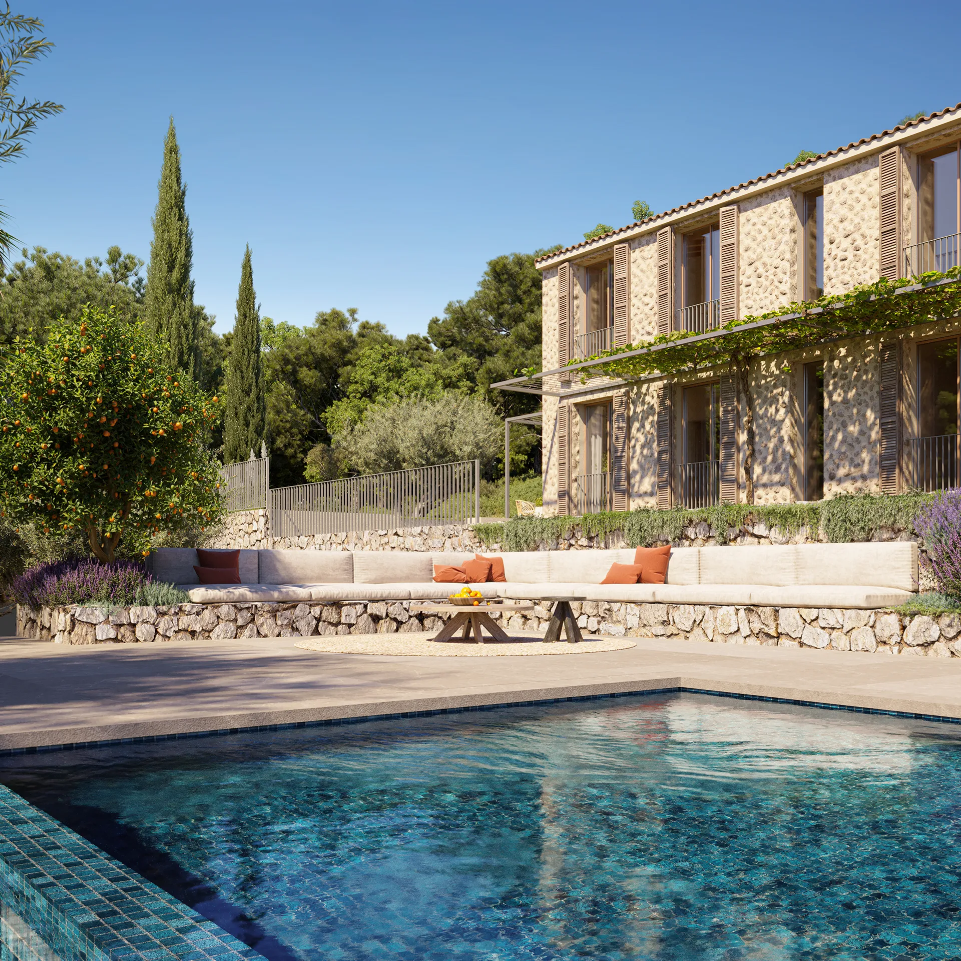 House Bunyola Mallorca Pool Real Estate Cgi