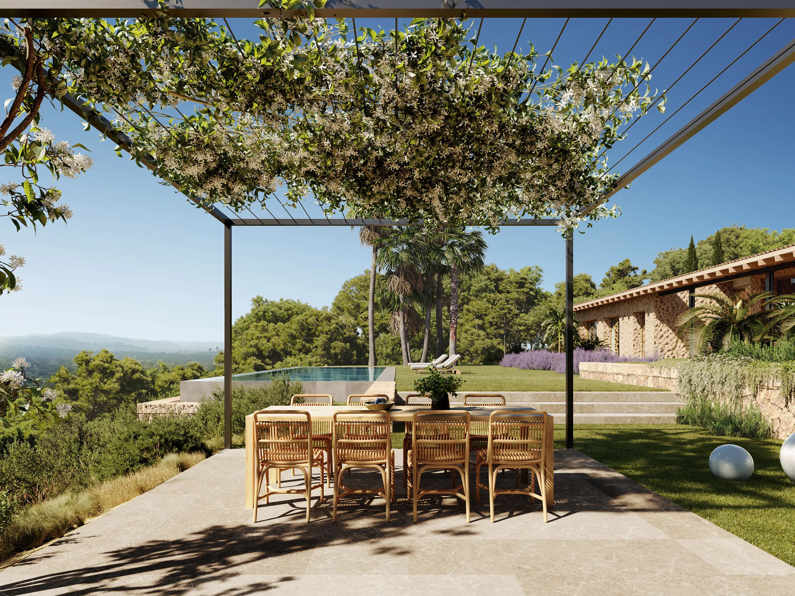 Finca Bunyola Mallorca Patio Architectural Vr