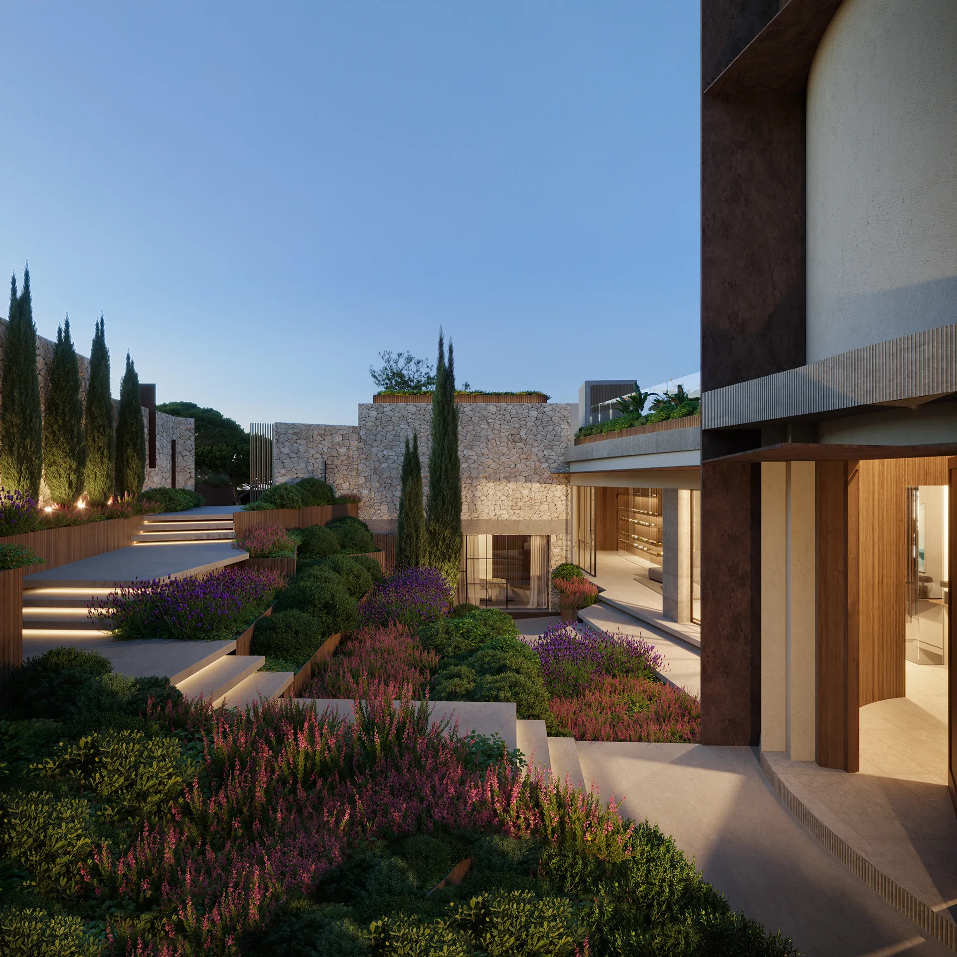 Villa Boat Inlet Andratx Mallorca porche visualizacion arquitectonica