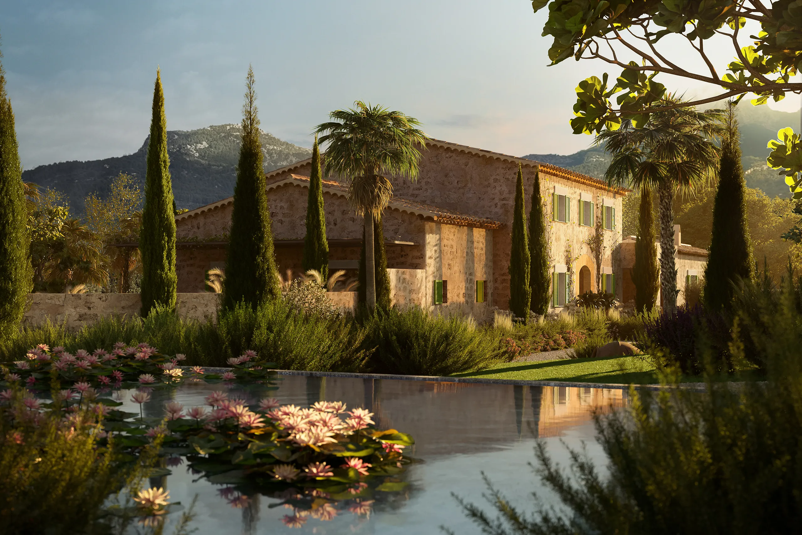 Finca Soller Mallorca Garden Architecture Rendering