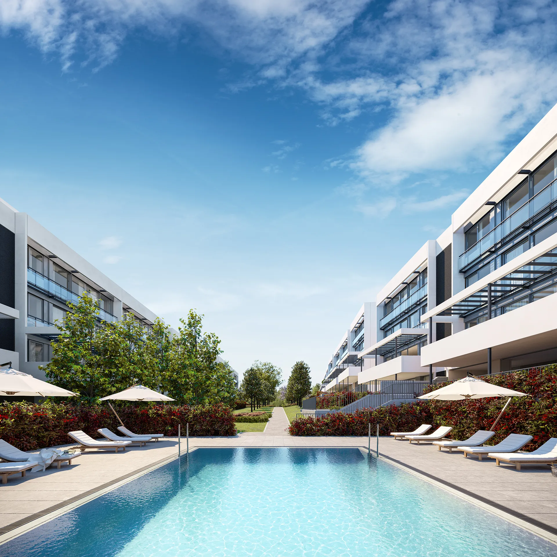 Housing Aravaca Madrid Pool Architectural Visualization