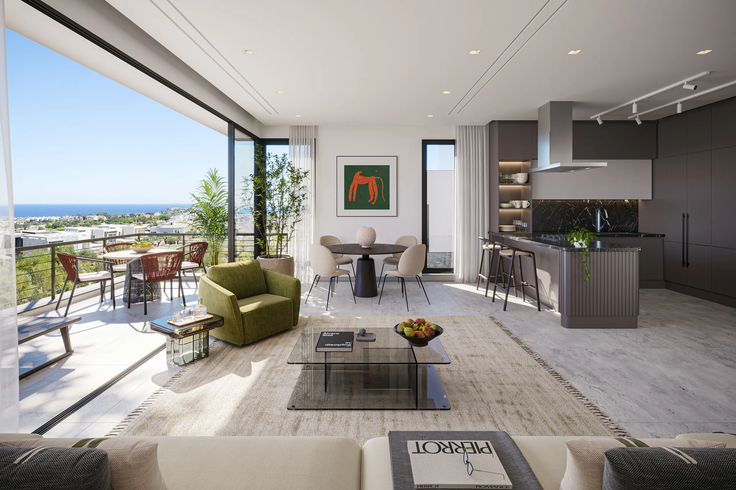 Terra Hill Alsancak Cyprus sala estar Render arquitectura