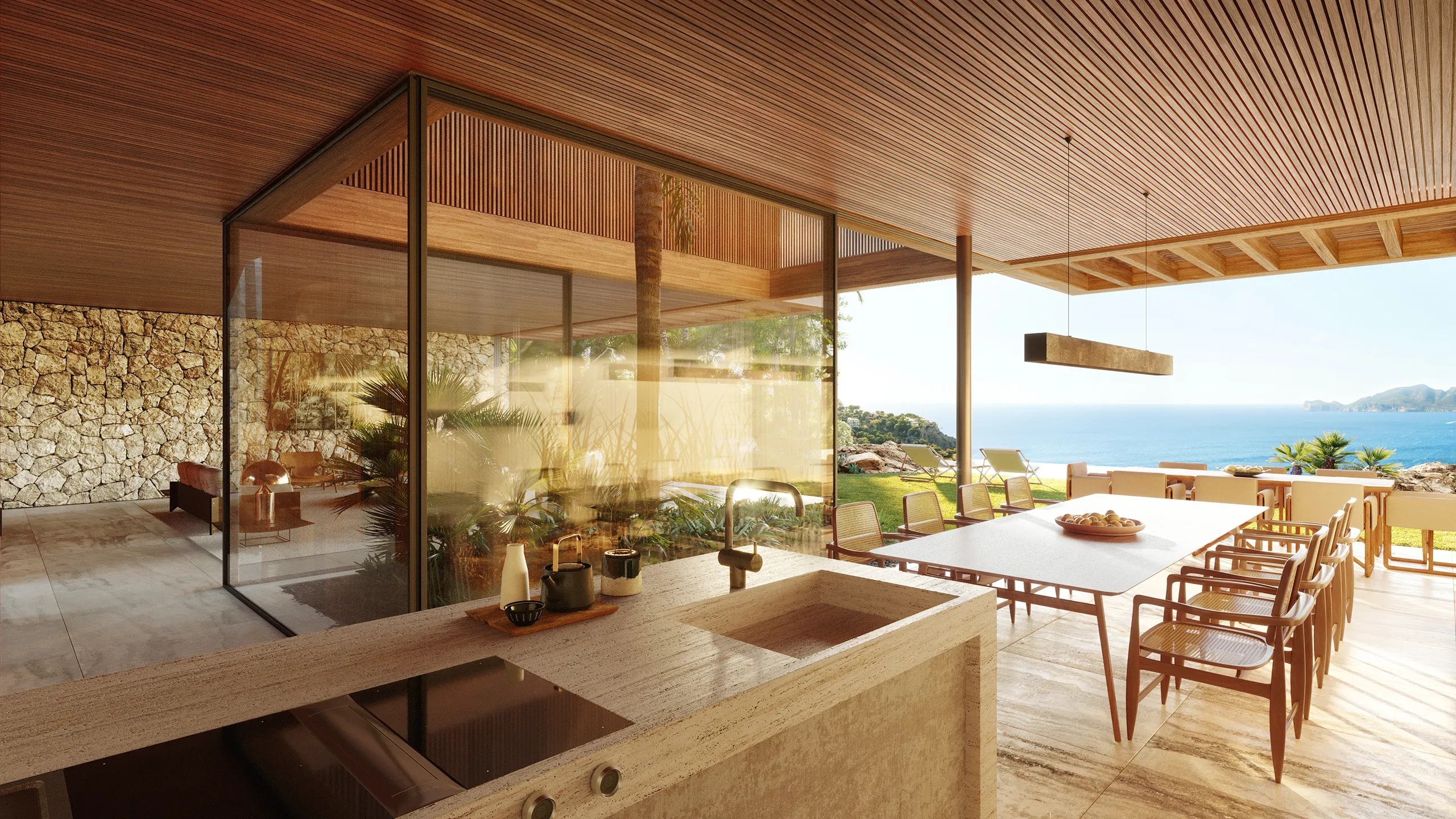 Villa Wabisabi Andratx Mallorca Dining Photorealistics Renderings