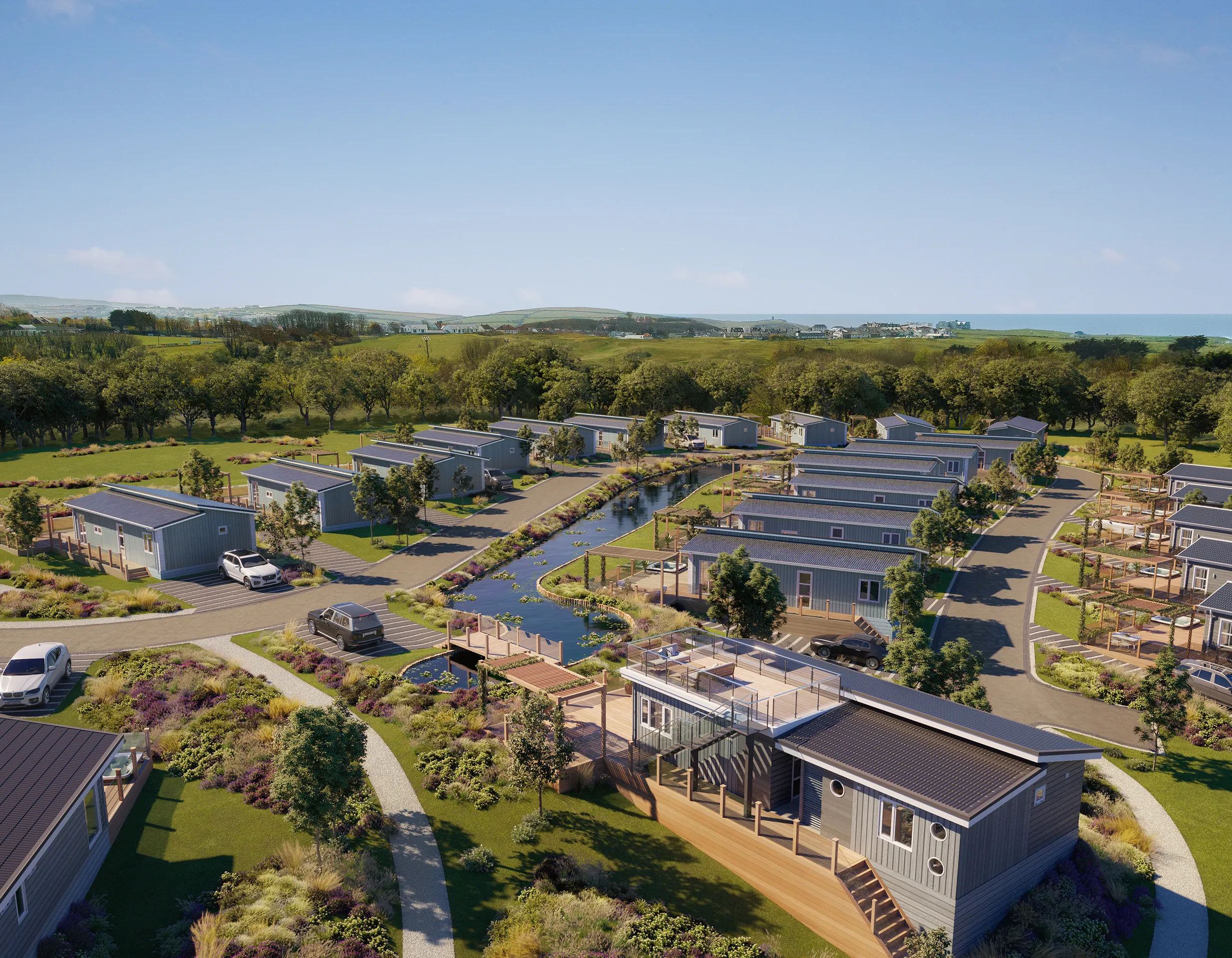 Burn Park Lodges Uk Aerial view Real Estate Renders