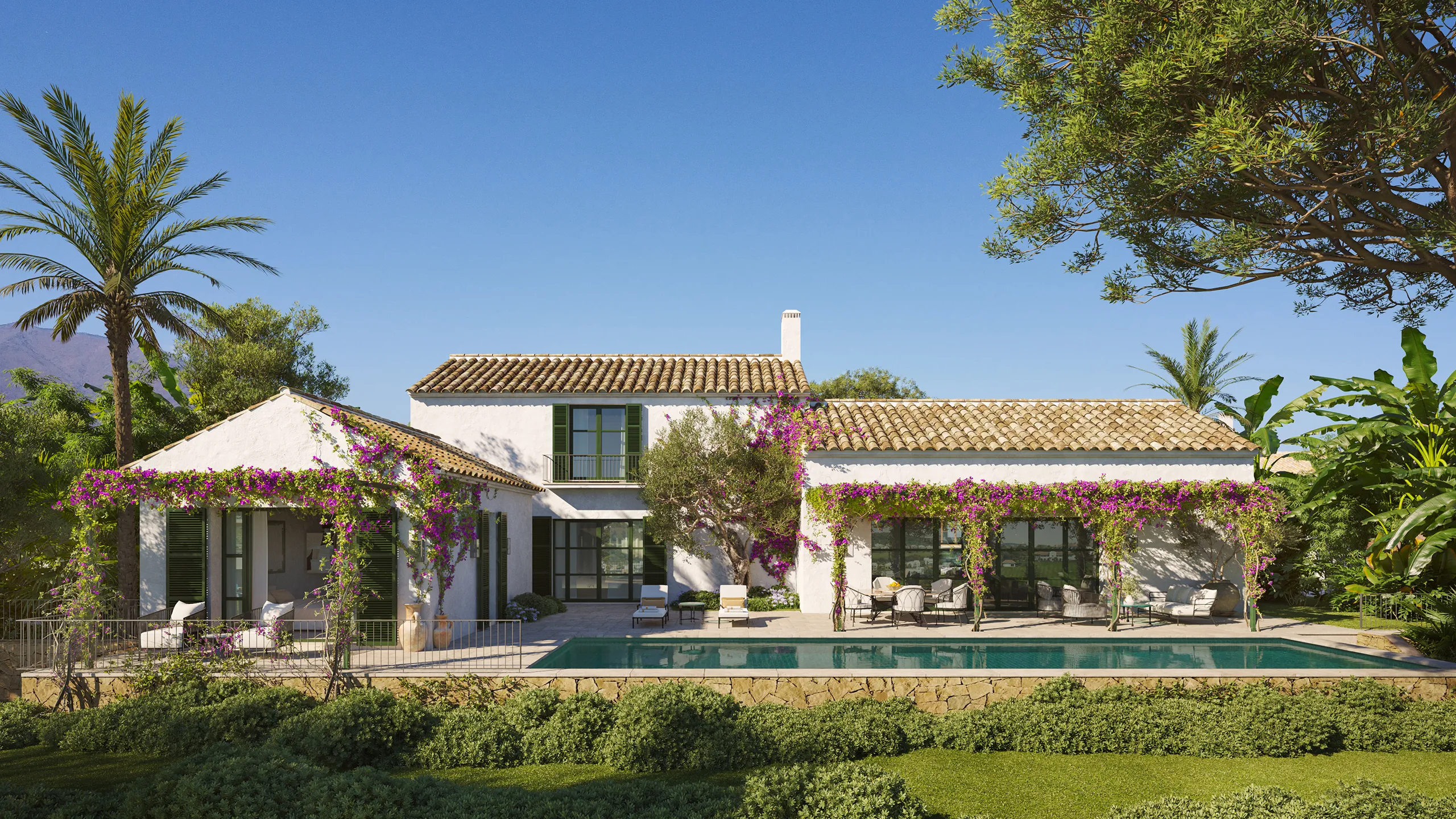viviendas Finca Cortesin Marbella jardin 3D Inmobiliario