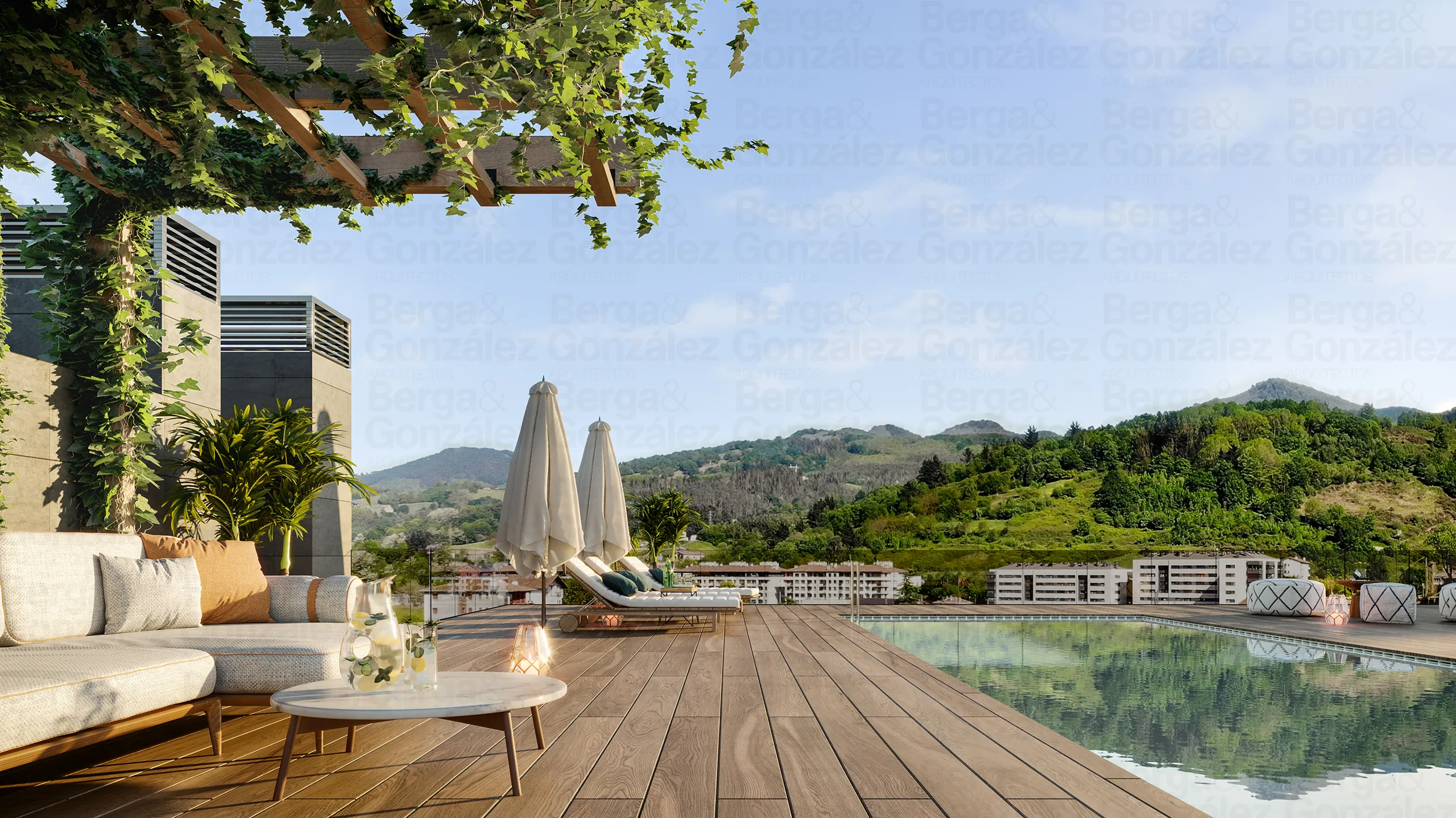 Viviendas Andoain San Sebastian piscina Tour Virtual Arquitecturas
